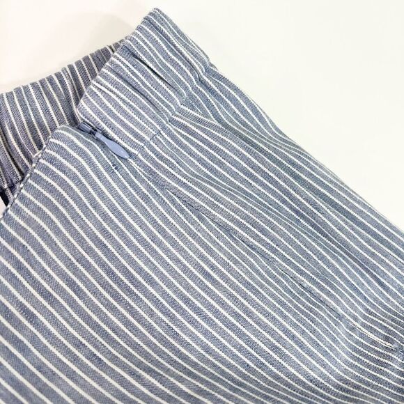 J. Jill Pants Linen Stretch Women L Striped Elastic Waist Button Detail Ankle - Picture 8 of 12